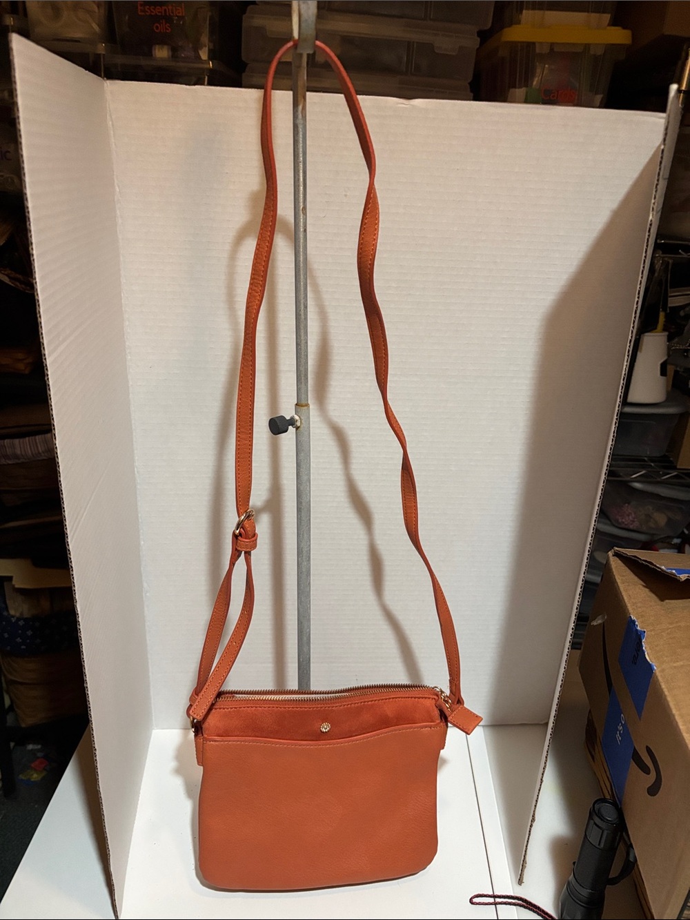 Lauren Conrad Women's Leather Crossbody Bag in Burnt Orange